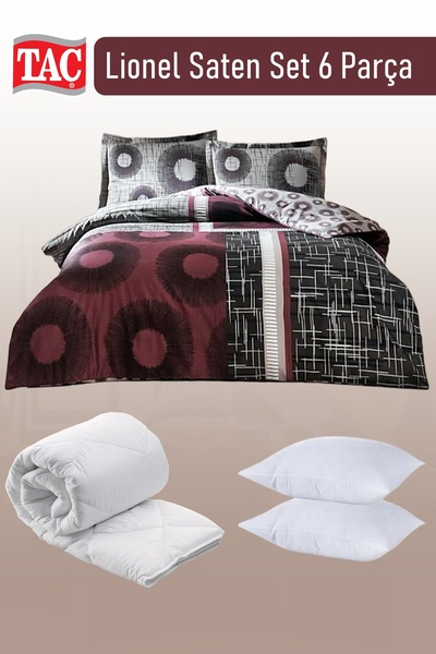 Taç Lionel Saten Çift Kişilik Uyku Seti 6 Parça - Turkish Satin Sleep Set