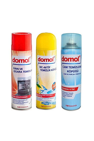 DOMOL Fırın & Izgara Temizleyici Köpük + Tuvalet Temizleme Köpüğü + Cam Temiz...