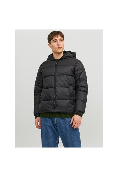 Jack & Jones Jack&jones Toby Puffer Hood Sn Men's Black Hooded Coat