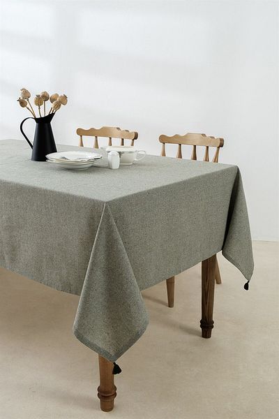 Denizli Concept Fata de Masa Selendi Verde 150x220 Cm - Fata de Masa Culoare Solida cu Ciciucuri