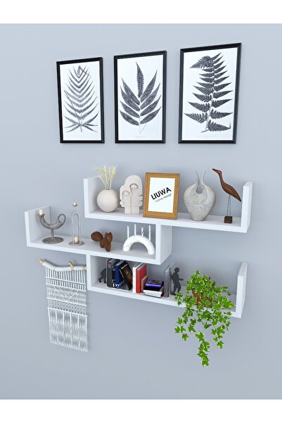 LIUWA 3lü Dekoratif Rb Duvar Rafı(BEYAZ)