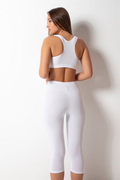 DONEX Women's Knee Length Cotton Fabric Elastic Waist Leggings