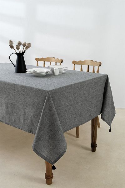 Denizli Concept Τραπεζομάντηλο Μαύρο Selendi 150x220 cm - Τραπεζομάντηλο μονόχρωμο με φούντες