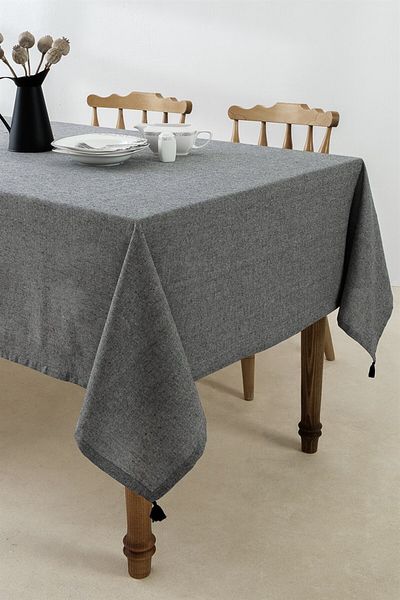 Denizli Concept Τραπεζομάντηλο Μαύρο Selendi 150x220 cm - Τραπεζομάντηλο μονόχρωμο με φούντες