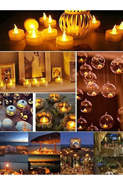 Nanopro Ledli Mum Tealight Işıklı Dumansız Alevli Sarı Pilli Led Mum 1 Adet Pil Dahil