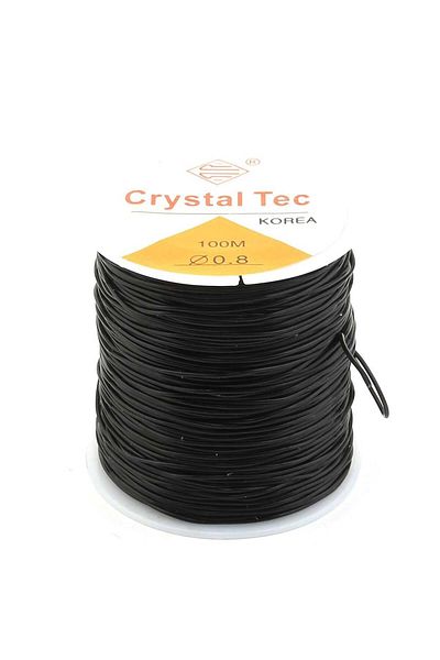 Hobimos Μαύρο ελαστικό νήμα σιλικόνης 0,8 mm - Χειροποίητο αξεσουάρ κοσμήματος Ευέλικτο νήμα από ελαστικό νήμα 100 Mt