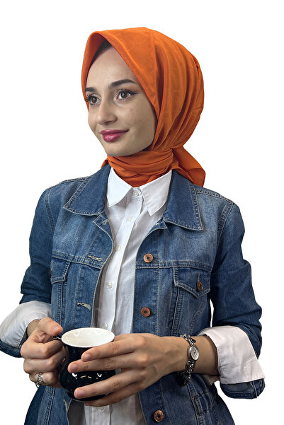 Cardion Desenli Monogram Eşarp, Capri Kumaş, 100x100cm, Büyük Boy Orange 00979