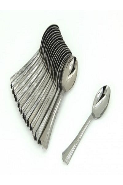 Kazanabil 18-Piece Disposable PLASTIC SPOON METALLIC GRAY
