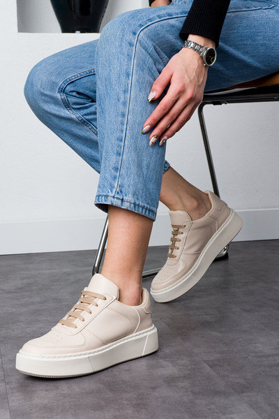 Trendpink Bež ravna lagana šivana potplata, vezana, dnevna ortopedska uloška,...