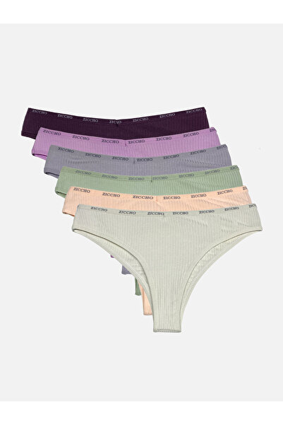 ZICCHO Boxed 6 Pieces Ribbed Brazilian Panties