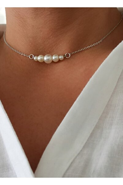 TakıConcept Choker Inci Kolye Silver