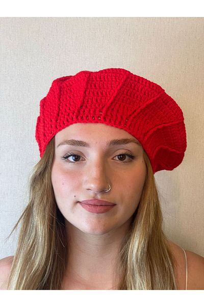 Gönülden Tasarım Hand Knitted Soft Design Painter Beret Women's Beret