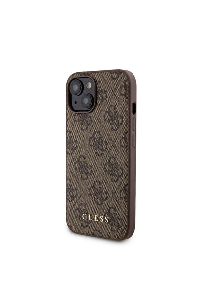 Guess iPhone 14 Uyumlu Kılıf Guess Lisanslı Magsafe Özellikli Kapak + Powerbank 5000mAh Kahverengi