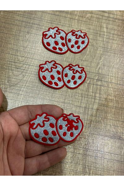 Gönülden Tasarım 6X4 CM 2 BUC CU FIER DE FIERDĂ ACCESORIUL DE CUSUT PATCH ARMĂ DE Căpșuni dublă