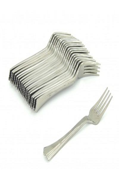Kazanabil 18-Piece Disposable PLASTIC FORK METALLIC GRAY