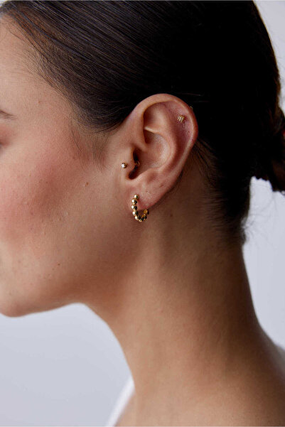 YAVUZ KUYUMCULUK 14 Ayar Altın Halka Top Küpe