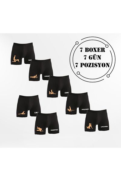 TexKid Boxeri pentru bărbați, 7 zile, 7 poziții, cu design - Cutie cadou