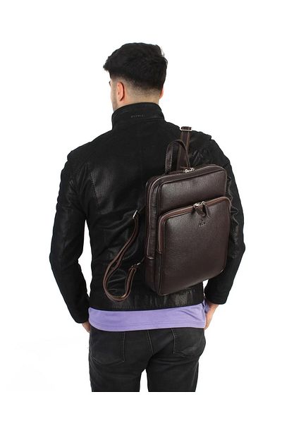 Aka Deri AKA LEATHER 905 100% GENUINE LEATHER BUSINESS BACKPACK WITH LAPTOP COMPARTMENT BLACK BROWN