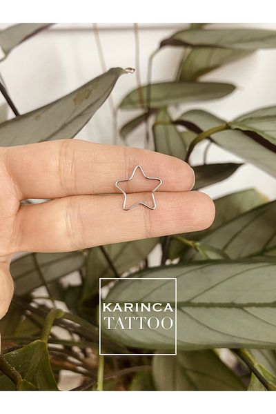 Karınca Piercing Star Earrings Thin Silver Color Ear Tragus Helix Piercing