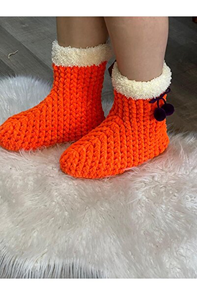 Gönülden Tasarım Velvet Colored Kece Sole Pompom EV Boots