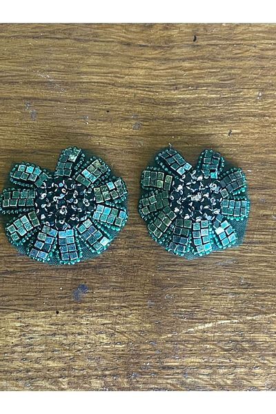 Gönülden Tasarım Mărgele duble și piatră de oțel Broderie cu flori ARMĂ PATCH ACCESORIUL DE ÎMbrăcăminte APPLICAT GUPURE 4X4 Verde