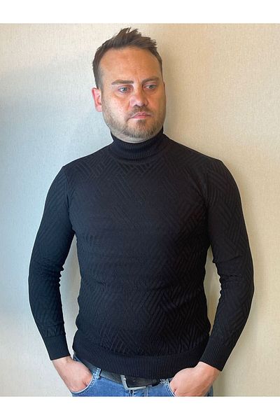 Gönülden Tasarım ΑΝΔΡΙΚΟ ΠΟΥΛΟΒΕΡ ΜΕ ΠΛΗΡΗ ΛΑΙΜΟ SLIM FIT Lycra ΔΙΑΜΑΝΤΙ ΜΕ ΣΧΕΔΙΟ