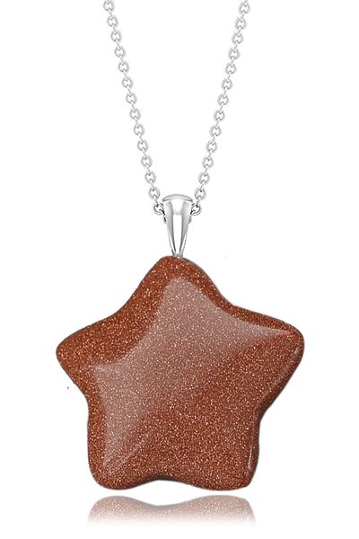 Tesbih Atölyesi Certified Brown Star Stone Natural Stone Star Model Necklace