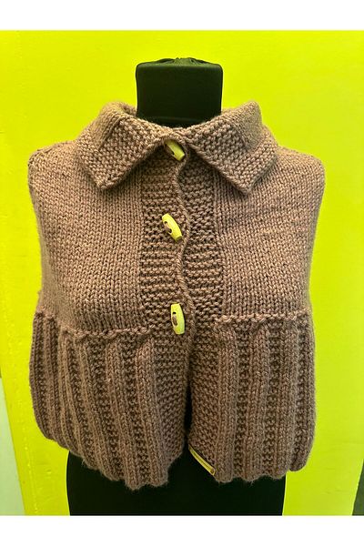 Gönülden Tasarım HAND KNITTED WOMEN'S PONCHO BOLERO SCARF WITH SHEPHERD BUTTONS