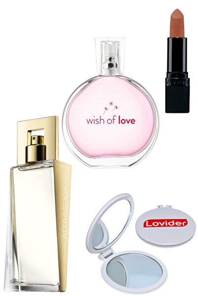 AVON Attraction Kadın Parfüm + Wish Of Love Parfüm + Mat Ruj Marvellous Mocha...