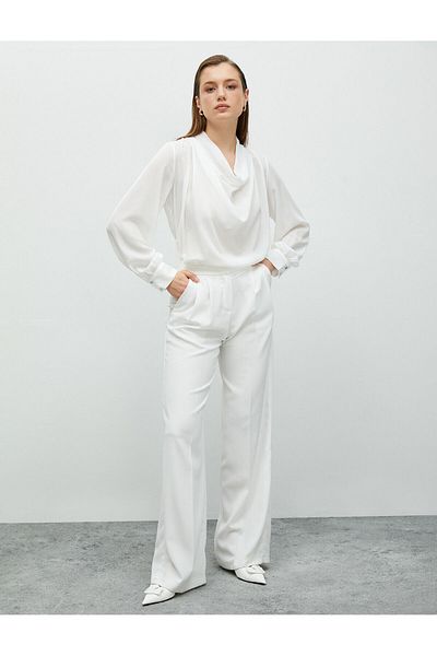 Koton Chiffon Blouse Scoop Neck Balloon Sleeve