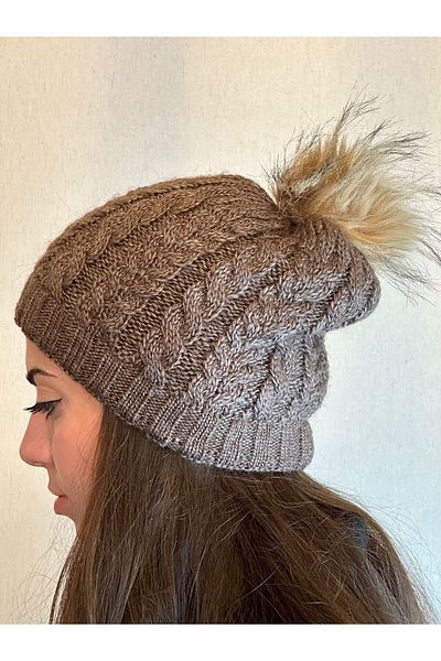 Gönülden Tasarım BRAIDED 100% WOOL POMPOM BEANIE UNISEX BEANIE