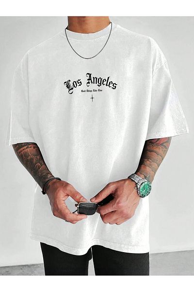 MOONBULL Pánské oversize tričko Los Angeles Good Things Back Printed