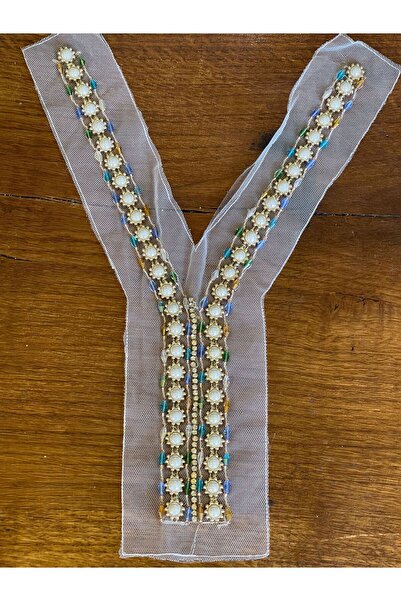 Gönülden Tasarım GOLIȚĂ DE TUL ALB CU Mărgele Broderie Guler Rochie Guler Cus...