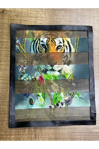 Gönülden Tasarım 25X21 CM TUL STRIPED TIGER EMBROIDERY PATCH CUCERE HOBIE ACCESORII APPLIQUE