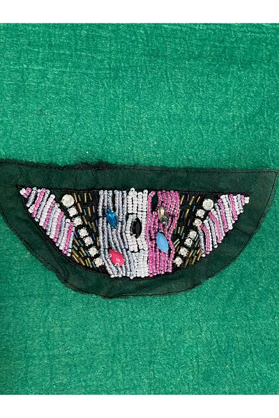 Gönülden Tasarım 16x6 Cm Zircon Stone Bead Applique Parat Epaulette Patch Crest