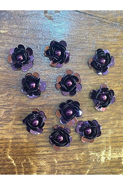 Gönülden Tasarım Διαμέτρου 2 εκ. Μωβ λουλούδι με παγιέτες 10 τεμαχίων απλικέ ...