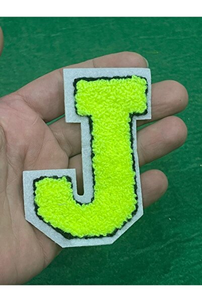 Gönülden Tasarım 8x5 Neon Yeşil J Harfi Dokuma Kabartma Aplike Arma Dikiş Ve ...