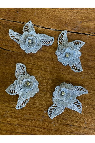 Gönülden Tasarım 4 bucăți 6x7 cm argintiu zirconiu piatră guipură aplicație armă patch cusut hobby 3