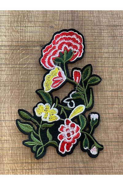 Gönülden Tasarım 17x10 Buchet de flori adeziv cu fier de călcat Applique Patch Crestă Accesoriu de cusut