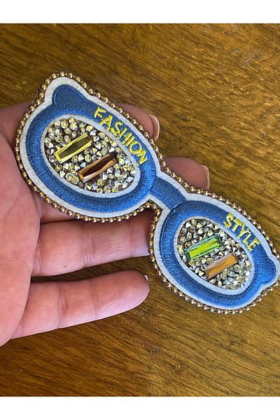 Gönülden Tasarım 12X4 CM FIER DE FIERDĂ STONE OCHELARI APPLIQUE ARMATURE PATCH CUSUT ACCESORIUM HOBBY