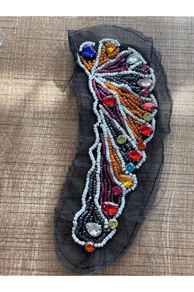 Gönülden Tasarım 19x7 Cm Boncuk Işleme Yaka Omuz Apolet Arma Yama Dikiş Akses...