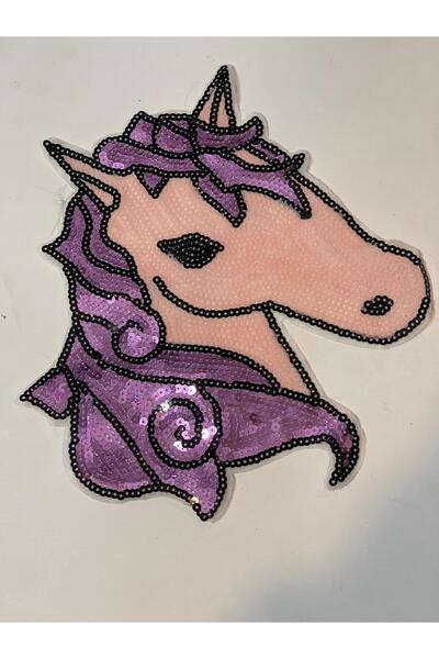 Gönülden Tasarım 26x24cm Pailletă cu paiete Cap de cal Applique Patch Accesor...