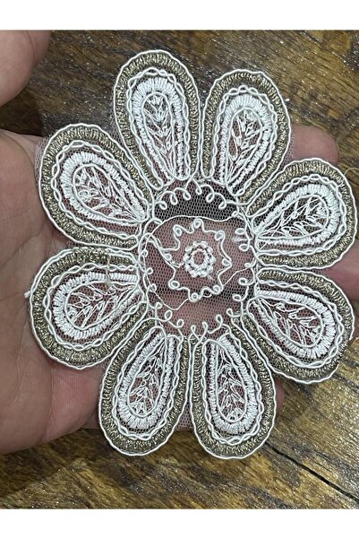 Gönülden Tasarım 11x10 Cm Guipure Alb Daisy Applique Accesoriu de cusut