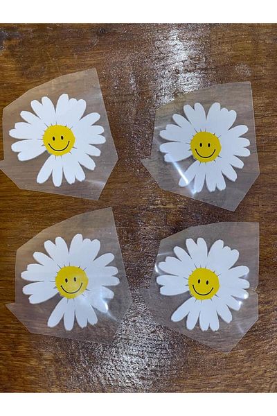 Gönülden Tasarım 7 Cm 4 Piese Imprimare Daisy Applique Crest Patch Cusut Tricou Applique Accesoriu