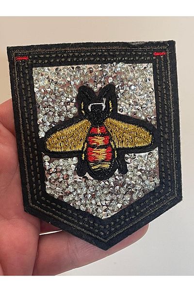 Gönülden Tasarım 9x7 Cm Fiare de călcat Bee Stone Epaulette Crest Patch Applique