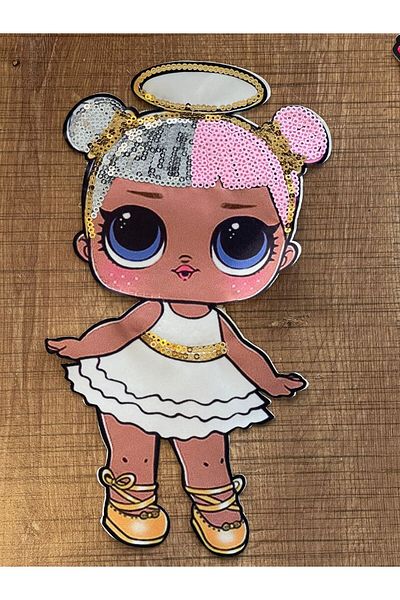 Gönülden Tasarım 23x13 Cm Paillete Paiete Rochie Albă Lol Doll Applique Crest Patch Cusut