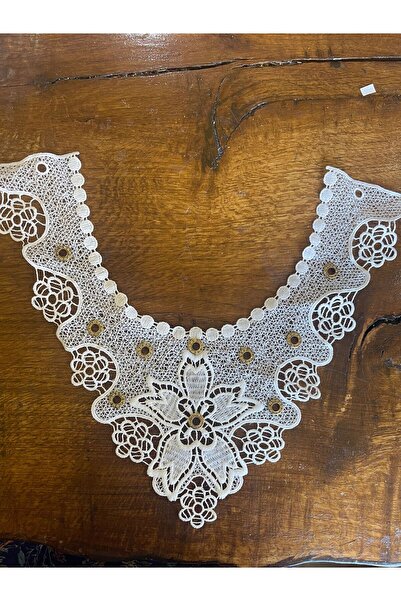 Gönülden Tasarım 10x45 Cm Rochie de piatră brodată albă Cămașă Guler Cusătură...