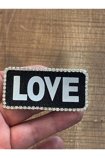 Gönülden Tasarım 7x3 Cm Zircon Stone Ironing Sticking Love Applique Accesoriu de cusut pentru patch-uri