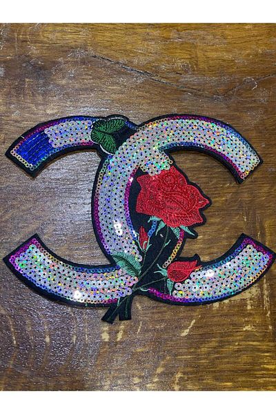 Gönülden Tasarım 14x18 cm Ștampile adezive cu fier de călcat cu paiete C Letter Applique Crest Patch Accesoriu de cusut