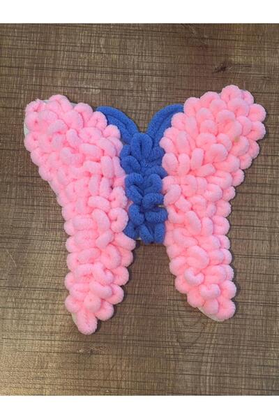 Gönülden Tasarım 17x17 cm Somot Pliš Aplikacija leptira za šivanje 17x17 roze